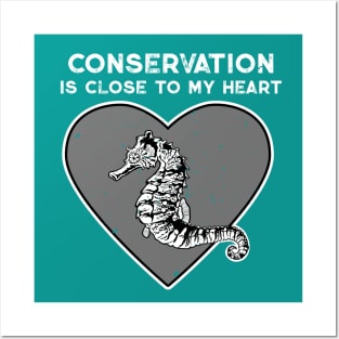 Seahorse Conservation Heart Posters and Art